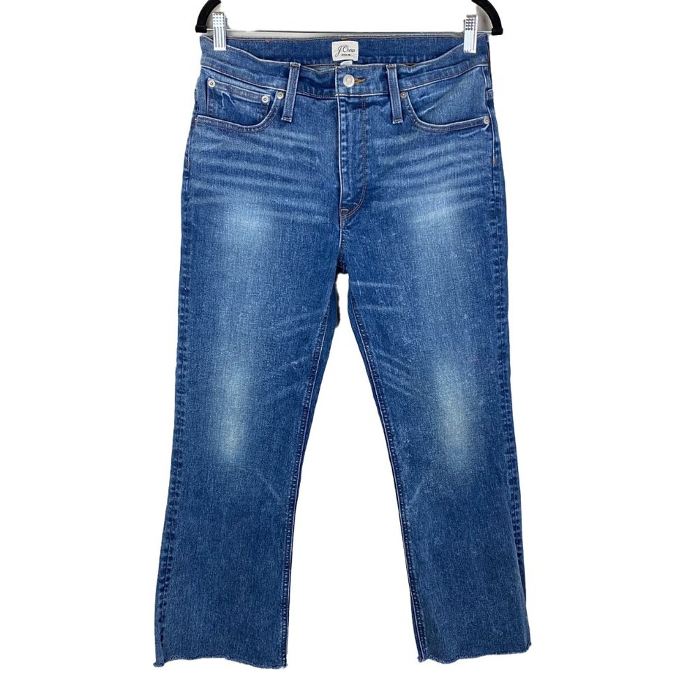 J Crew Billie Demi Boot Crop Jeans Size 30 Stretch Frayed Hem